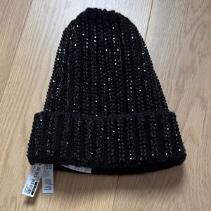Aldo Black Beanie with Silver Accents